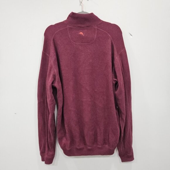 Tommy Bahama Maroon Men's Long Sleeve Quarter Zip Burgundy Sweater Knit Large LG - Picture 10 of 12
